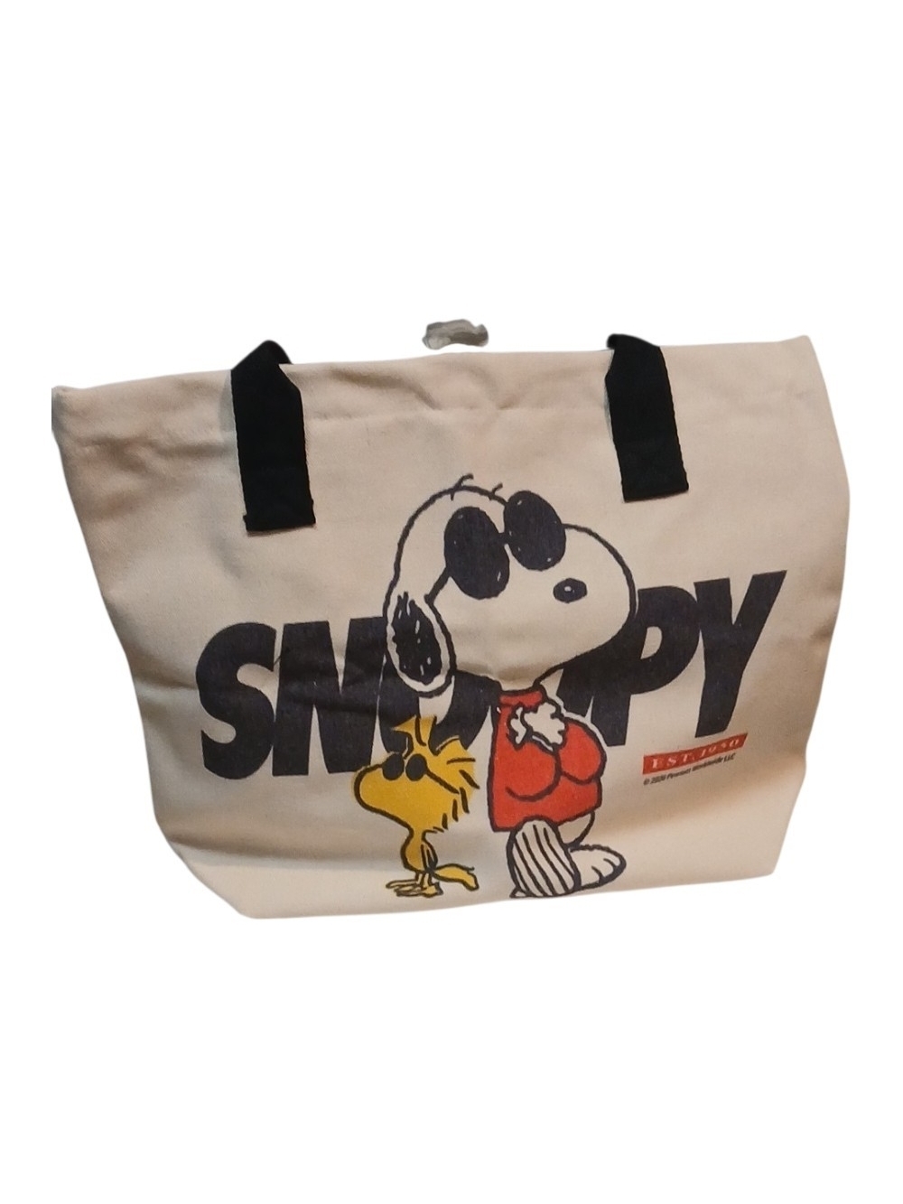 Peanuts -ECO Friendly NWT Snoopy/Woodstock Enjoying Life,Large Canvas Bag,Zipper - Picture 8 of 8